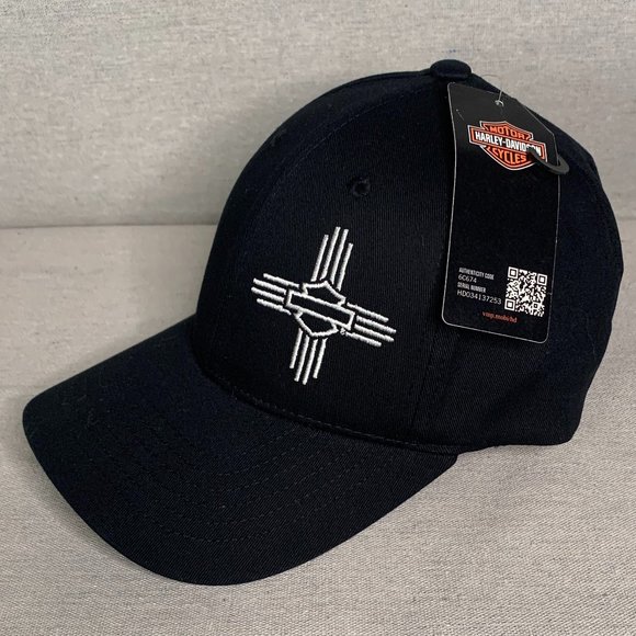 Harley-Davidson Other - NWT Harley-Davidson Fitted Baseball Cap Black with White Embroidery Size Med Lg
